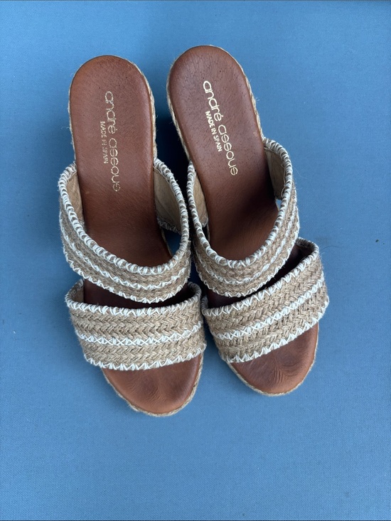 Andre Assous Shoes - Andre Assous Made in Spain Woven Jute Espadrille Wedge Slides EU 38 US 7.5/8